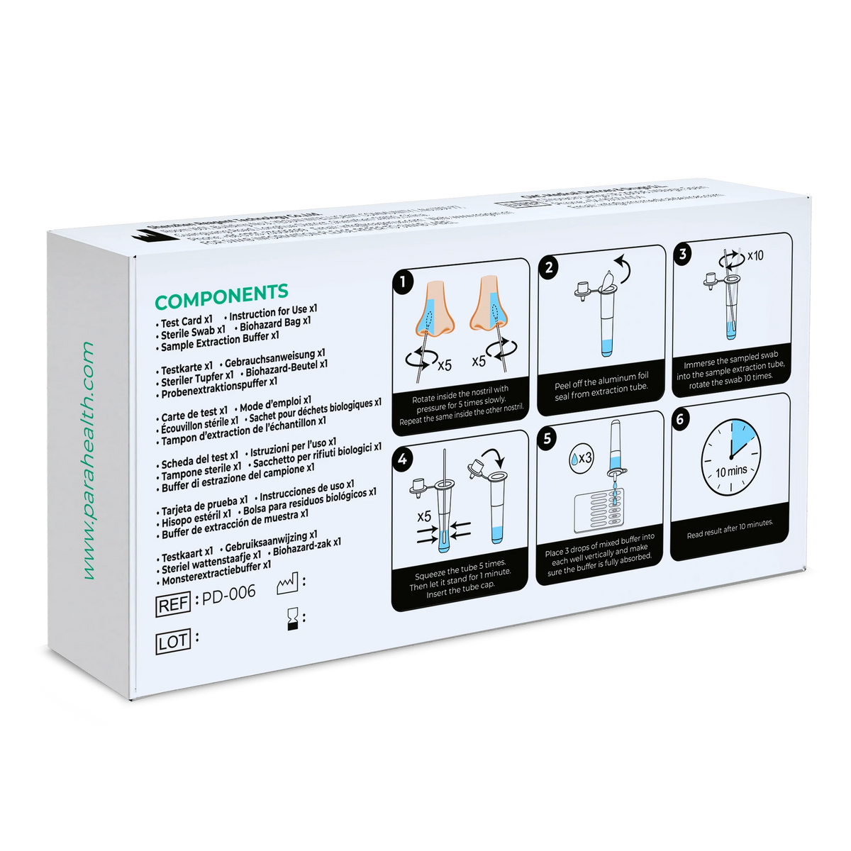 Conjunto de testes rápidos 12 em 1 para detecção de antígenos (COVID-19, influenza A/B, estreptococos, legionela e outros) | Pacote (1 teste)