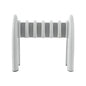 Um suporte para pipetas branco com 6 posições em design moderno da Altruan com vários rolos entre dois suportes curvados em fundo branco simples e um comprimento de 30 cm.