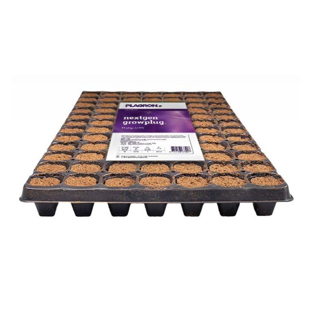 O Plagron NextGen Growplug da Bertels B.V. possui 84 compartimentos preenchidos com terra, enriquecidos com fibras de coco para uma melhor formação de raízes. Ele tem um design de grade, ideal para plantio, e é equipado na superfície com uma etiqueta de informação do produto chamativa.