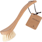 A escova de lavar ENA Living com cerdas duras da Abena Re-Seller GmbH (embalagem de 12, caixa) tem um cabo de madeira, um cordão castanho e é fornecida com uma etiqueta de papelão - ideal para uma limpeza eficaz em fundo branco.