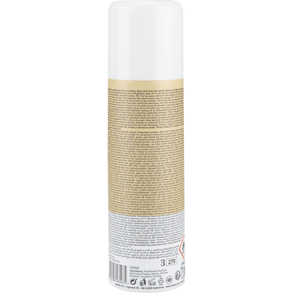 Spray de óleo, levemente perfumado (200 ml) da Abena Re-Seller GmbH, em pé com tampa branca e um rótulo traseiro detalhado com instruções, avisos e informações de reciclagem. Vendido em caixas de 12 unidades.