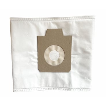 Um saco de filtro de tecido Arcora Ecoblack S9Q (10 unidades) saco de aspirador da Arcora International GmbH com design retangular branco, colar de papelão e abertura redonda é apresentado em um fundo branco sólido.