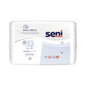 Embalagem de fraldas para adultos da marca TZMO Deutschland GmbH com o rótulo „San Seni Prima Inkontinenzvorlage | Packung (30 Stück)“ e „Premiumqualität“. A embalagem contém 30 fraldas anatomicamente moldadas de material respirável. O logotipo destaca características como EDS, proteção contra vazamentos e controle de odor, proporcionando assim conforto para quem sofre de incontinência.