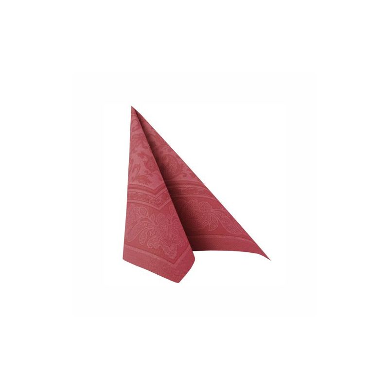 Este guardanapo "ROYAL Collection" da PAPSTAR GmbH com dimensões de 40 cm x 40 cm é elegantemente dobrado em forma de triângulo 1/4-dobra e adornado com padrões decorativos. É ideal para valorizar qualquer decoração de mesa, criando o equilíbrio perfeito entre simplicidade e sofisticação sobre um fundo branco simples.