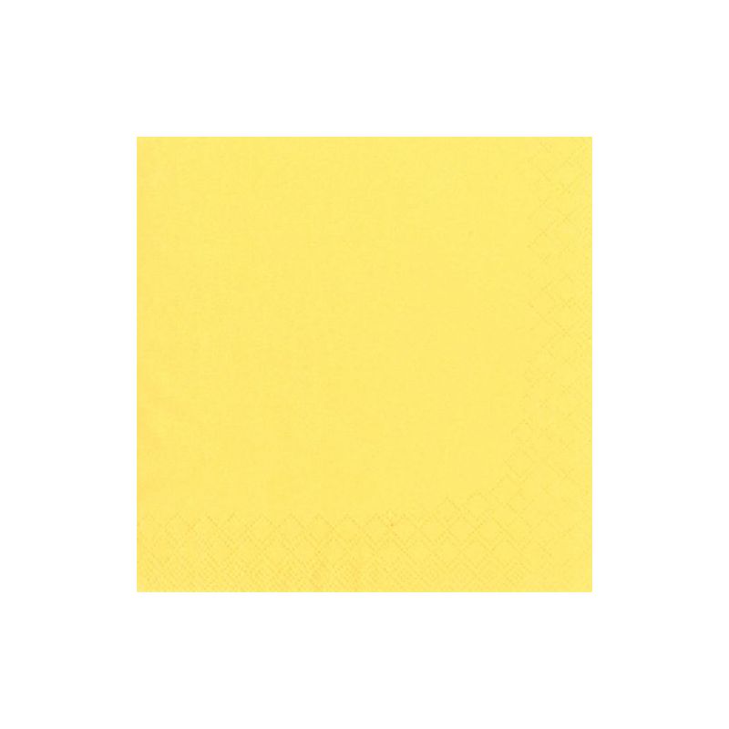 Um guardanapo de papel PAPSTAR 250, 3 camadas 1/4-dobra, amarelo liso da PAPSTAR GmbH com um discreto padrão de losangos em relevo, centrado em um fundo branco.