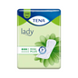 A embalagem do TENA Lady Mini Plus Slipeinlage da Essity Deutschland GmbH é em verde e exibe o logotipo da marca de forma proeminente no topo. Ao lado do texto "3x Proteção", que destaca a tecnologia DryZone para eficácia melhorada contra a fraqueza da bexiga, vê-se a imagem de um absorvente.