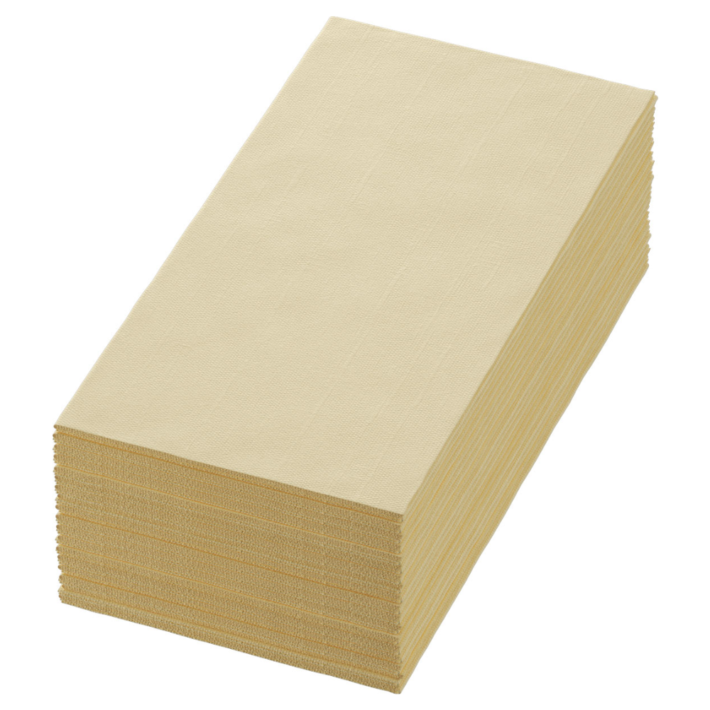 Um grande pacote de guardanapos de papel da Duni GmbH, 40 x 40 cm, cor creme e 3 camadas, contém 250 guardanapos com textura suave, ideal para qualquer ambiente.