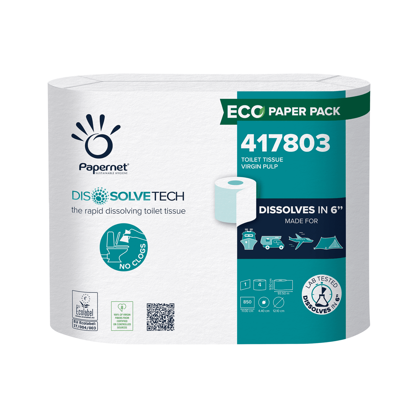 O papel higiénico Papernet com tecnologia Dissolve Tech da Sofidel Germany GmbH destaca-se pela sua rápida dissolução e previne entupimentos através do uso de celulose ecológica, que se dissolve em apenas 6 segundos. A embalagem apresenta logótipos para embalagens de papel ecológico e alegações publicitárias testadas em laboratório, tudo embalado em material antibacteriano.