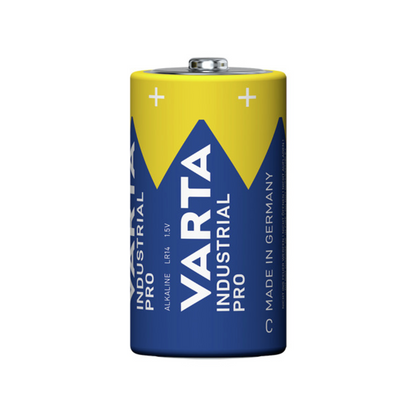 Um único artigo descontinuado da Varta AG, a bateria Industrial 4014 Pro Baby C LR14 1,5V (1 peça), com branding azul e amarelo, está em pé sobre um fundo branco simples.