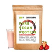 Proteína vegana orgânica em pó de morango sem soja