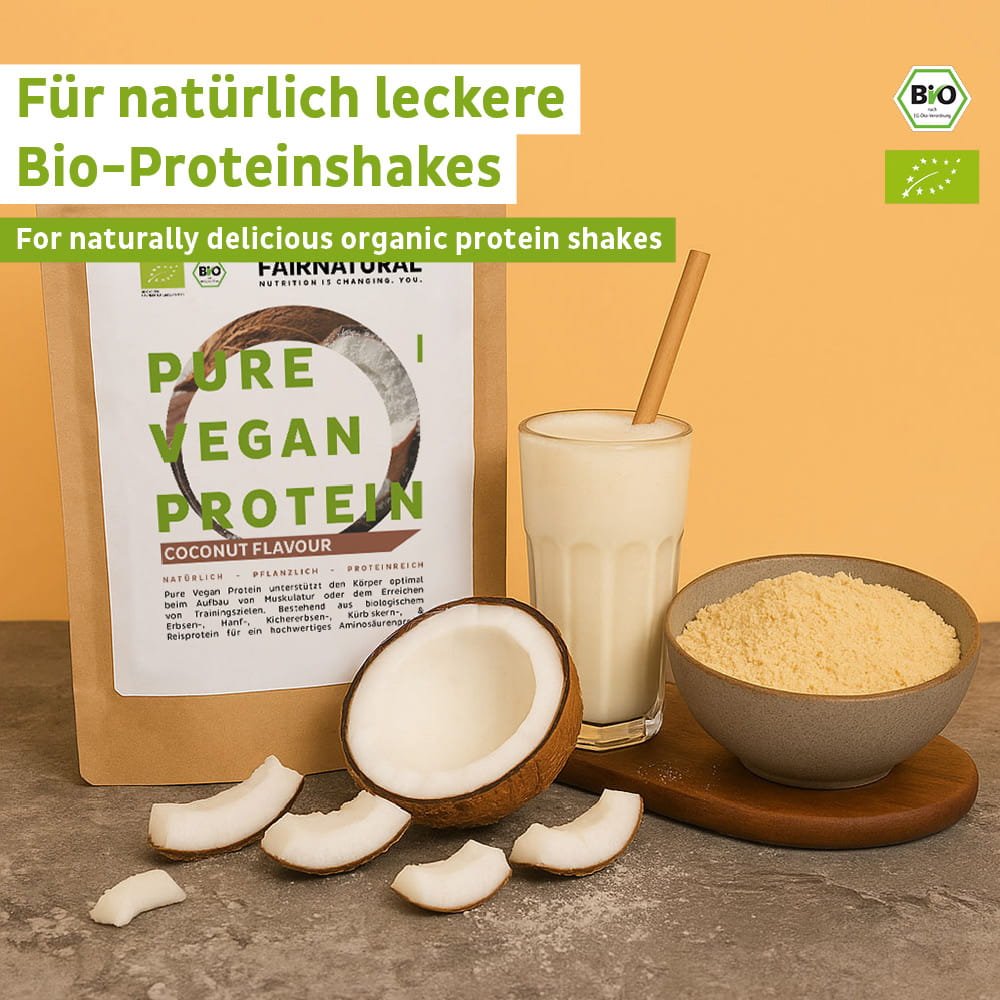 Proteína vegana orgânica em pó de coco sem soja