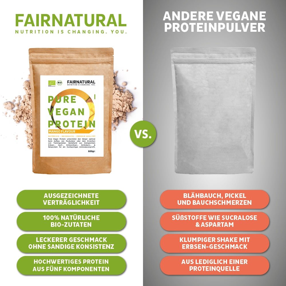 Proteína vegana orgânica em pó de manga sem soja