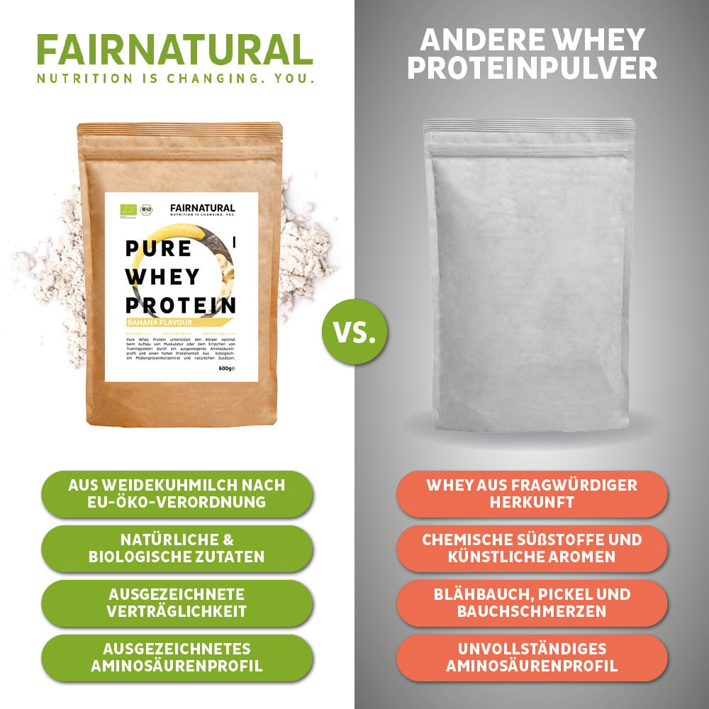 Whey protein orgânico em pó de banana