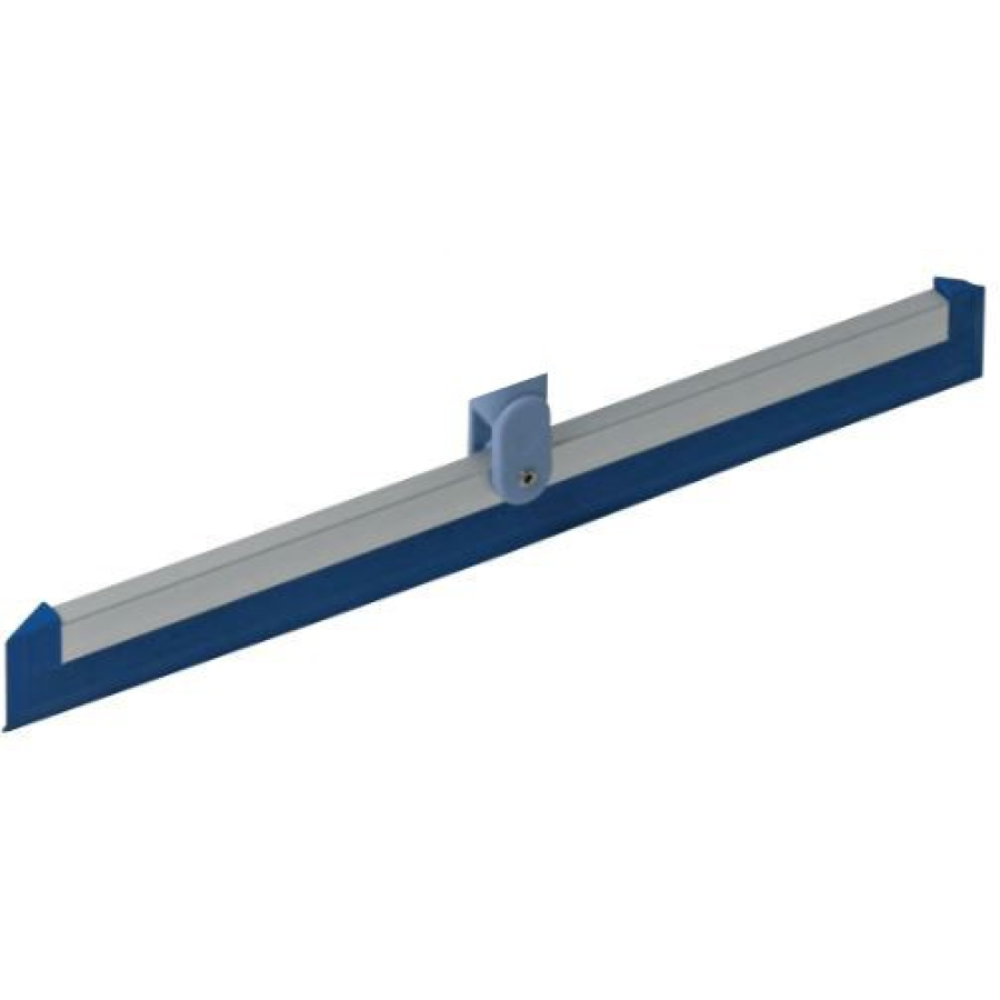 Uma lâmina de reposição Vileda Professional de 35 cm, apresentada em um fundo branco simples, possui um design azul-cinza com um suporte de metal e uma lâmina de borracha longa e reta feita de materiais laváveis higienicamente para uma limpeza eficaz de superfícies.