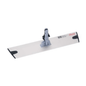 O suporte para esfregona Vileda GmbH Professional Express Pro - 40 cm | Embalagem (1 unidade) inclui uma cabeça de esfregona plana com uma base retangular cinzenta clara e uma articulação central, ideal para a limpeza profissional. O seu design ergonómico em forma de trapézio é realçado por bordas ligeiramente salientes e pequenas almofadas cinzentas escuras em cada canto.