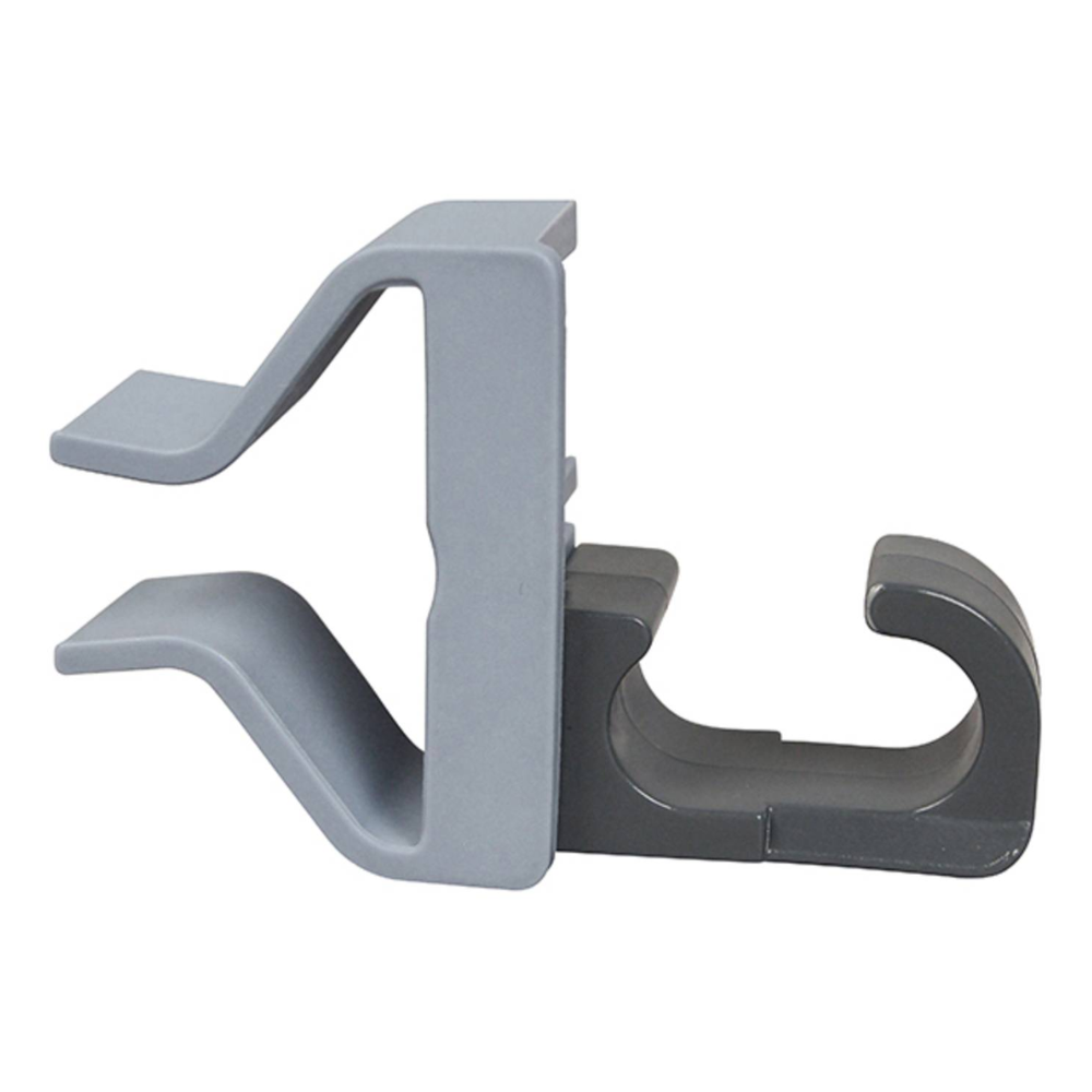 O conjunto de suporte de cabo Vileda (pack de 16, com 1 conector de clipe em plástico cinza por embalagem) da Vileda GmbH possui ganchos opostos e curvados para fixação de ferramentas de limpeza ou acessórios.