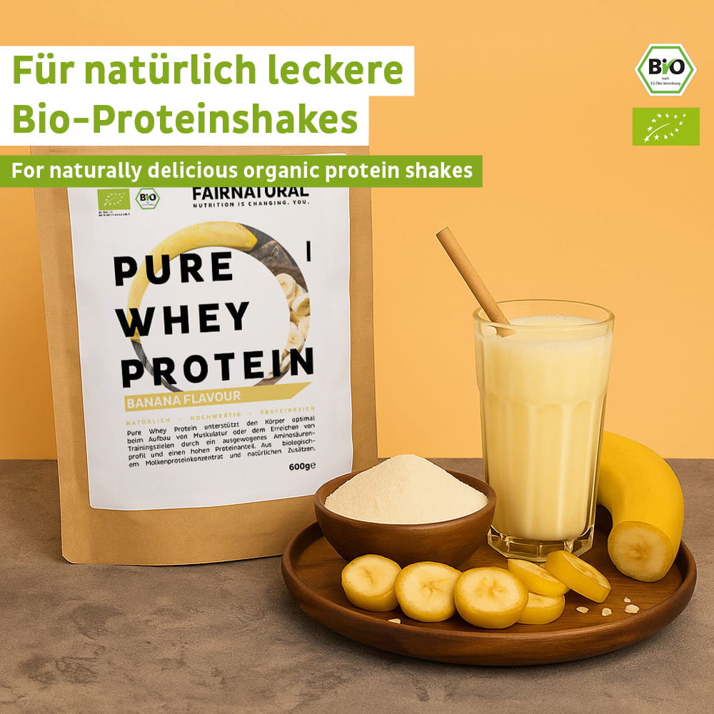 Whey protein orgânico em pó de banana