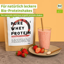 Whey protein orgânico em pó de morango