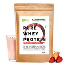 Whey protein orgânico em pó de morango