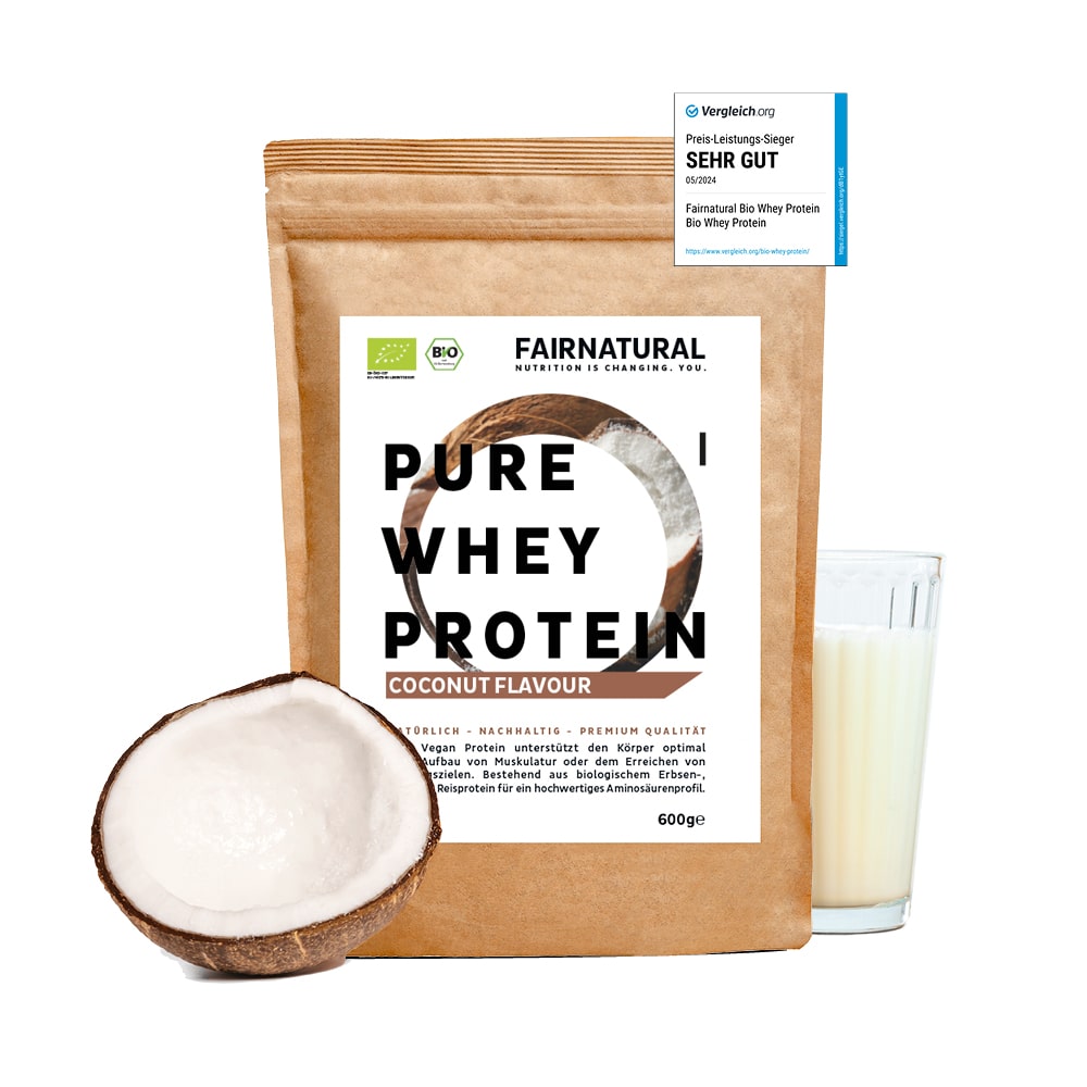 Whey protein orgânico em pó de coco