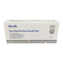 Abgebildet ist eine weiße Schachtel mit der Aufschrift „Wondfo Streptokokken A Schnelltest – Scharlach Selbsttest“ von Altruan, ideal für den Streptokokken-Nachweis zu Hause. Die Verpackung weist einen mehrsprachigen Text und ein Qualitätssiegel auf der rechten Seite auf, mit roten und grauen Streifen an der Unterseite.