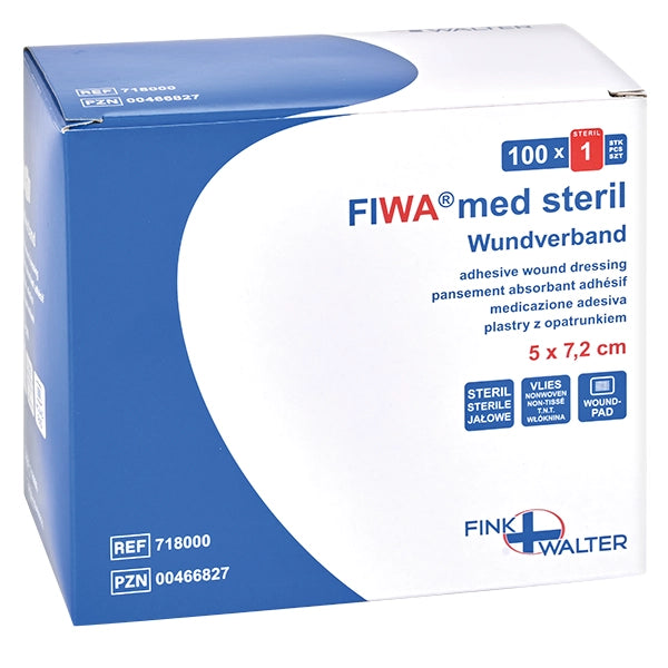 FIWA med estéril curativo de lã 5 x 7,2 cm | Pacote (100 peças)