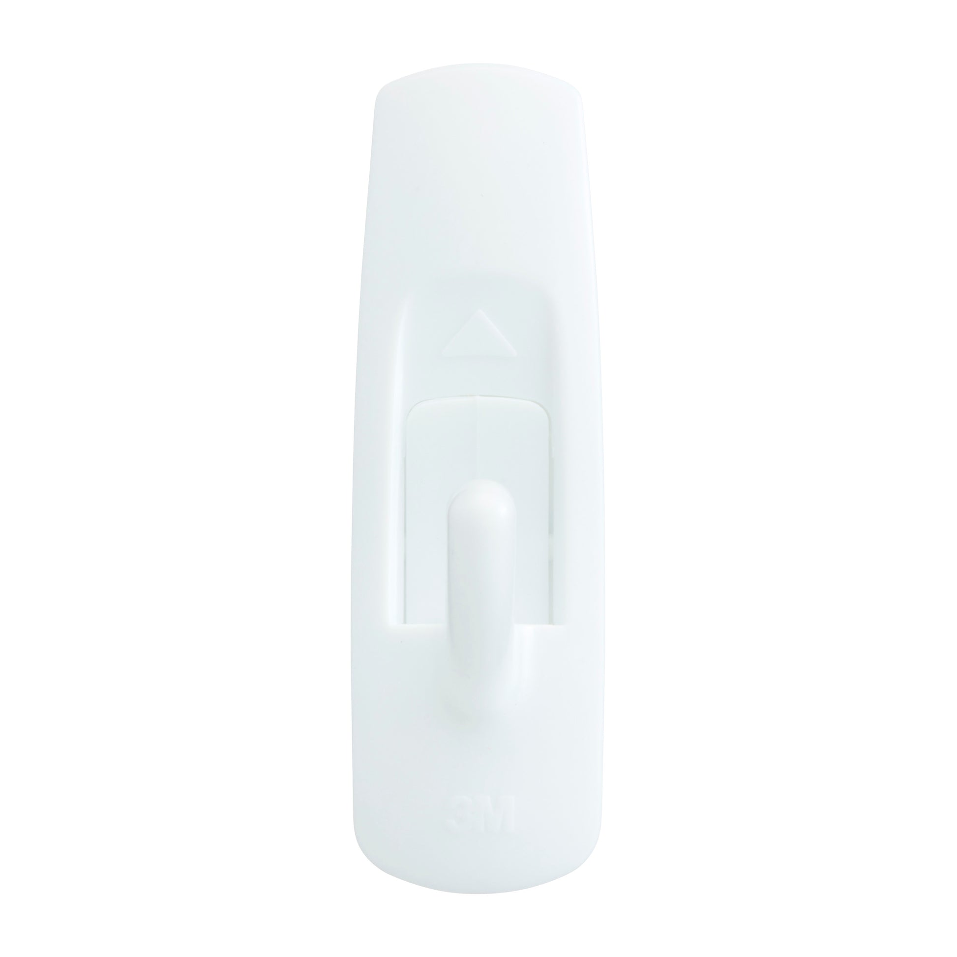 Ein 3M Deutschland GmbH Mittelgroße Command™ Mehrzweckhaken M im Vorteilspack (17001-2), aus weißem Kunststoff für beschädigungsfreie Befestigung, mit rundem Kopf und zentralem Haken, ist frontal vor weißem Hintergrund zu sehen.