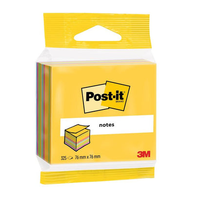 Um pacote de blocos de notas Post-it® da 3M Deutschland GmbH, 76 x 76 mm, 450 folhas por bloco, colorido e certificado PEFC.