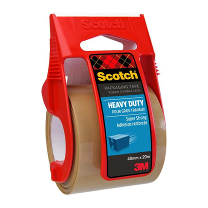 Um rolo de fita adesiva de embalagem extra forte Scotch® da 3M Deutschland GmbH, castanho, 48 mm x 20,3 m, vem no dispensador e oferece uma adesão super forte; um rolo por embalagem.