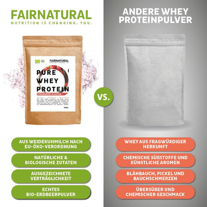 Whey protein orgânico em pó de morango