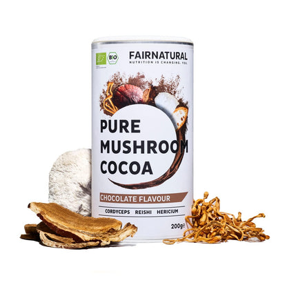 Cacau em pó orgânico com cogumelos