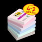Post-it® Super Sticky Notes, Coleção Soulful, 76 mm x 76 mm, Promoção, 90 folhas/bloco, 4 blocos + 2 grátis/pacote, 100% PEFC, SGSCH-PEFC-COC-110078 | Pacote (6 peças)