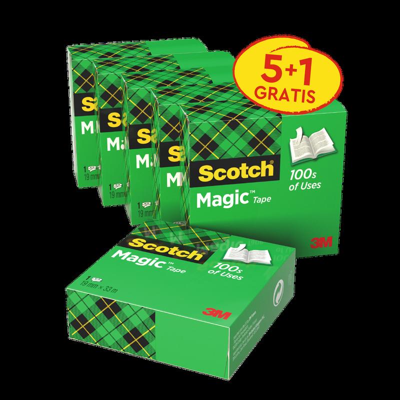 Pacote de fita invisível Scotch® Magic™ com 6 rolos de 19 mm x 33 m | Pacote (6 rolos)