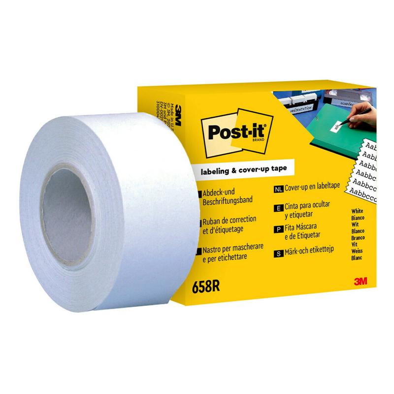 Fita adesiva e etiquetadora Post-it® 658R, 25,4 mm x 17,7 m, branca, 1 rolo | Pacote (1 rolo)