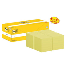 Notas Post-it®, amarelo, 76 mm x 76 mm, promoção, 100 folhas/bloco, 12 blocos + 12 grátis/pacote, embalagem de papelão, 100% PEFC, SGSCH-PEFC-COC-110078 | Pacote (24 peças)