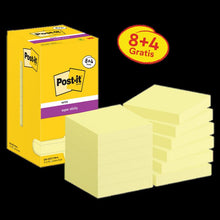 Post-it® Super Sticky Notes, amarelo, 76 mm x 76 mm, promoção, 90 folhas/bloco, 8 blocos + 4 grátis/pacote, embalagem de papelão, 100% PEFC, SGSCH-PEFC-COC-110078 | Pacote (12 peças)