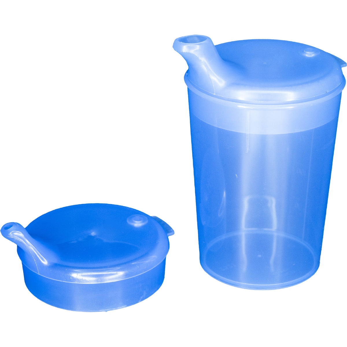 Conjunto de copinhos NITRAS, polipropileno, azul, 3 peças, 1 copo capacidade 250 ml, 1 abertura tampa 12x10 mm, 1 abertura tampa 4x4 mm, caixa de 50 jogos | Caixa (1 pacote)