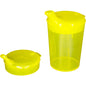 Conjunto de copinhos NITRAS, polipropileno, amarelo, 3 peças, 1 copo capacidade 250 ml, 1 abertura tampa 12x10 mm, 1 abertura tampa 4x4 mm, caixa de 50 conjuntos | Caixa (1 pacote)