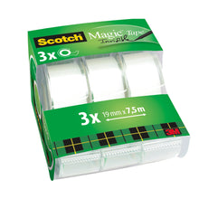 Fita invisível Scotch® Magic™ 3 rolos de 19 mm x 7,5 m com dispensador manual | Pacote (3 rolos)