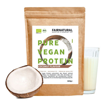 Proteína vegana orgânica em pó de coco sem soja