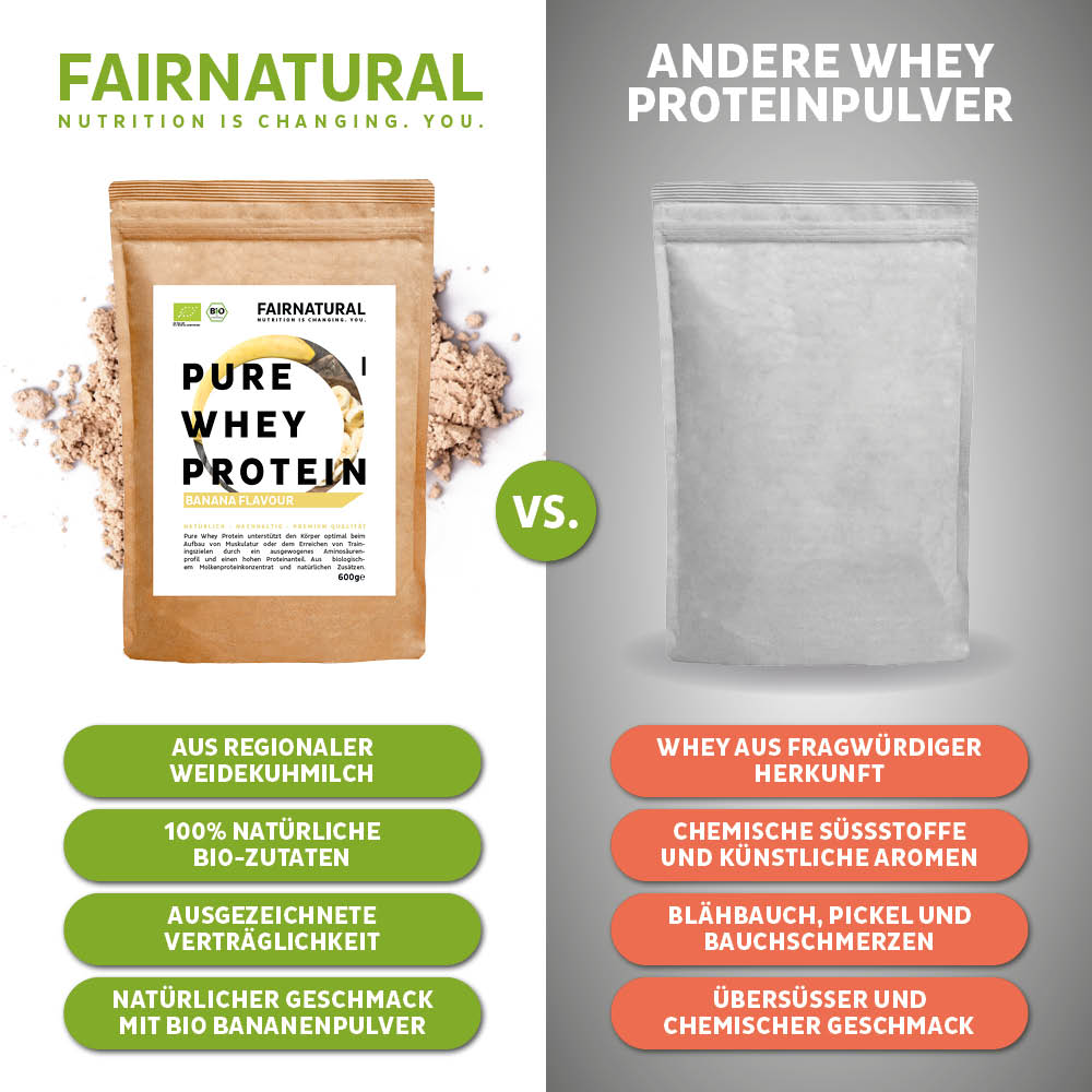 Whey protein orgânico em pó de banana