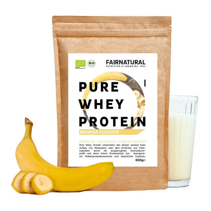 Whey protein orgânico em pó de banana