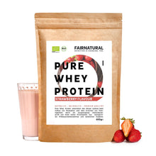 Whey protein orgânico em pó de morango