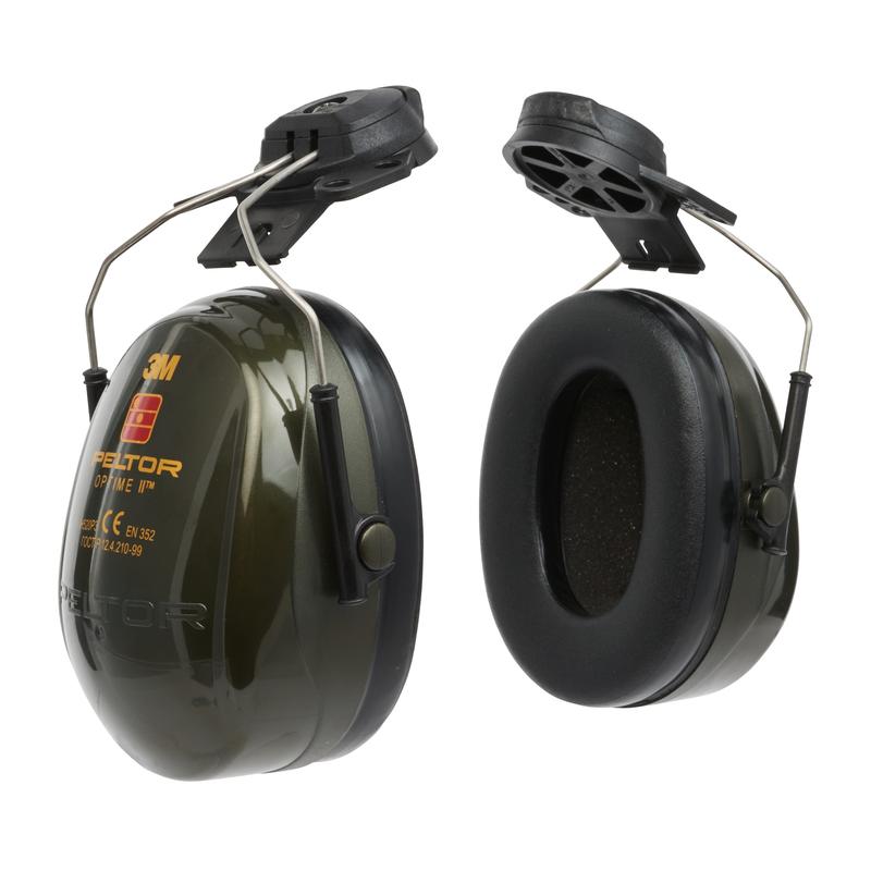 Protetores auriculares 3M™ PELTOR™ Optime™ II, verdes, suporte para capacete, H520P3E-410-GQ | Pacote (1 peça)